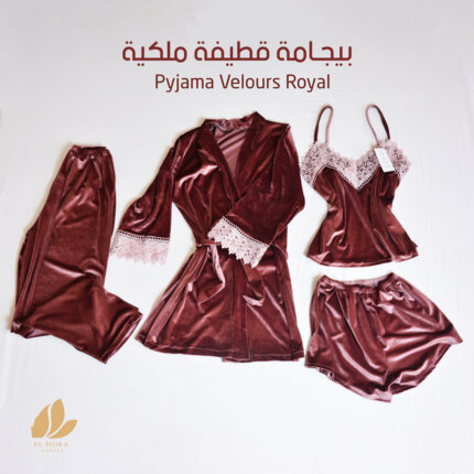 بيجـامة قطيفة ملكية روعة من 4 قطع   Pyjama Velours Royal 4 pièces